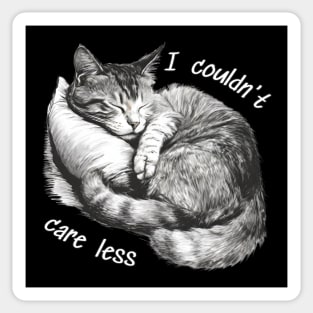 "I couldn't care less" sleeping sarcastic cat Sticker